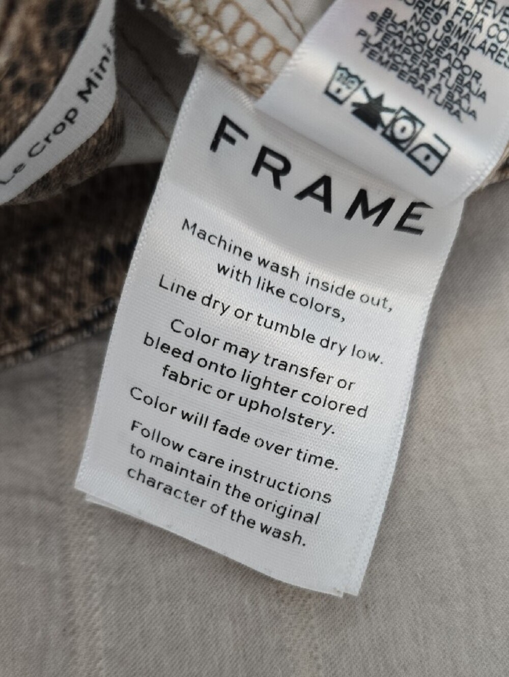 Frame Denim Le Crop Snake Print Denim Women's Size 25 - Picture 8 of 15